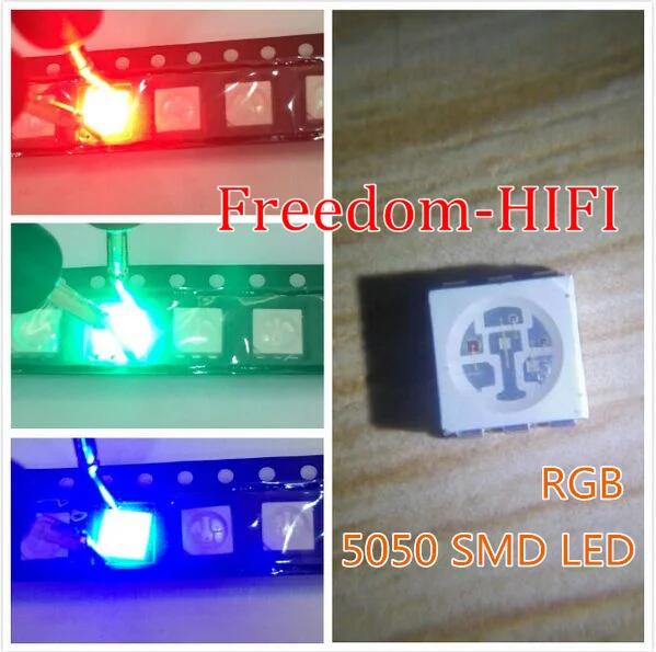 200 шт. 5050 RGB SMD светодиодный красный зеленый синий SMT СВЕТОДИОДНЫЙ PLCC-6 3-CHIPS