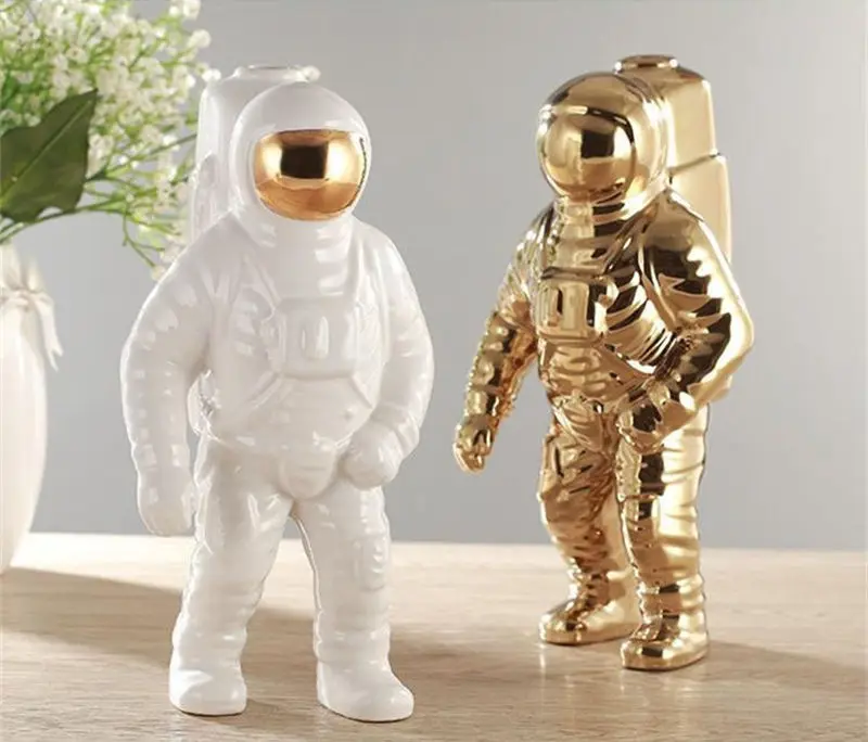 Modelo de Cerâmica Espaço Criativo Homem Astronauta Escultura Foguete Avião Cosmonauta Figura Material Estátua Casa Decorações Estatuetas 5 Espaço criativo homem astronauta escultura foguete avião