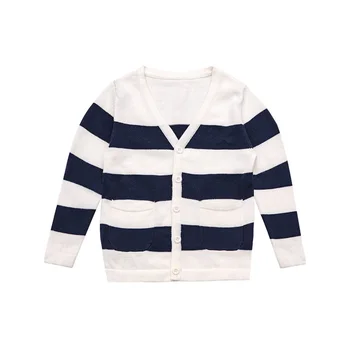 

Cotton Striped Kids Sweater Long Sleeve V-Neck Boy Cardigan Spring Summer Sweaters with Pocket Kids Clothes Baby Boys Clothing
