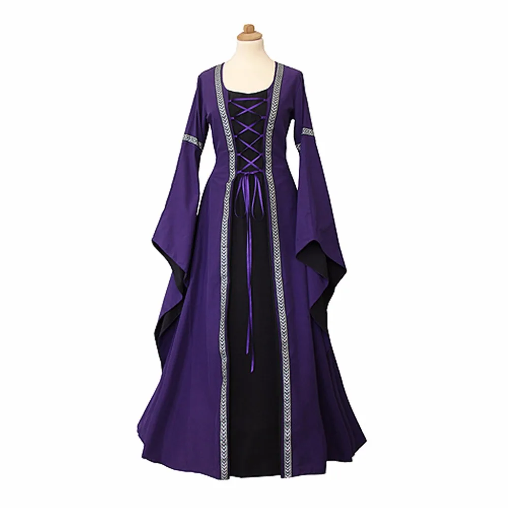 Adult's Purple Fancy Dress Gothic Medieval Victorian Dress Ball Gown