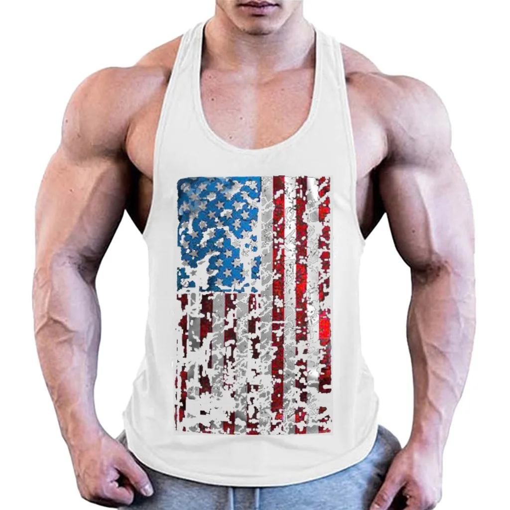 2019 Tank Tops Men America Flag Print Sleeveless Shirt Tank Top For ...