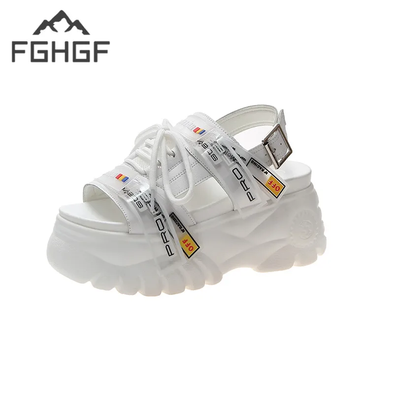 

FGHGF Summer Buckle Women's Sandals Velvet Flock Fish Mouth Fashion high Heel Platform Open Toes Women Sandals Shoes Black White