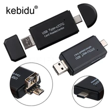 Kebidu 3 в 1 OTG type-C кард-ридер USB 2,0 USB Micro USB комбо 2 слота TF SD type C кард-ридер для смартфонов ПК