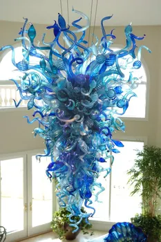 Online Big Sale Large Blue Handmade Blown Glass Sculpture Murano Glass Chandelier Lighting