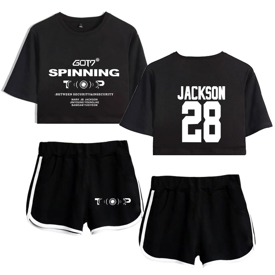

2019 GOT7 SPINNING TOP:BETWEEN SECURITY & INSECURITY Leisure Women Two Piece Set Shorts And lovely T-shirts Hot Sale Clothes