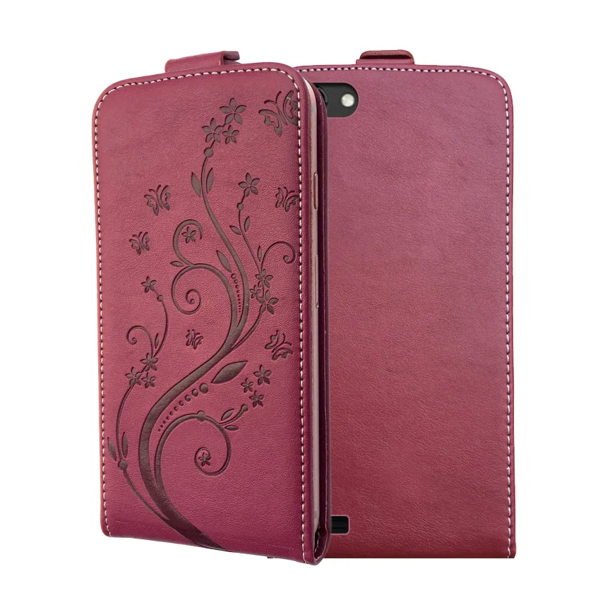 

3D Stereo Embossing lace flower butterfly flip up and down leather phone bag cover case for Vertex Impress Luck