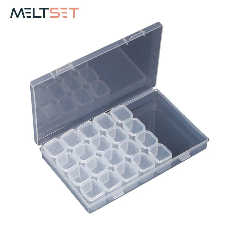 

28 Slots Adjustable Diamond Jewlery Embroidery Storage Box Organizer Plastic Detachable Beads Case Home Clear Pill Storage Tool