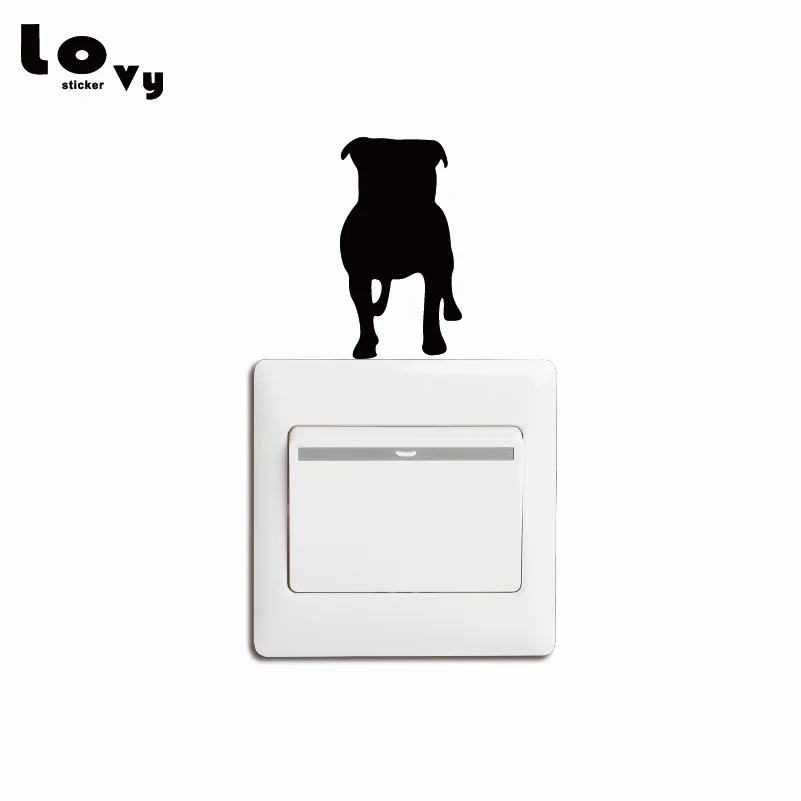 

Staffordshire Bull Terrier Dog Switch Sticker Creative Animal Silhouette Vinyl Wall Sticker Home Decor SW0028