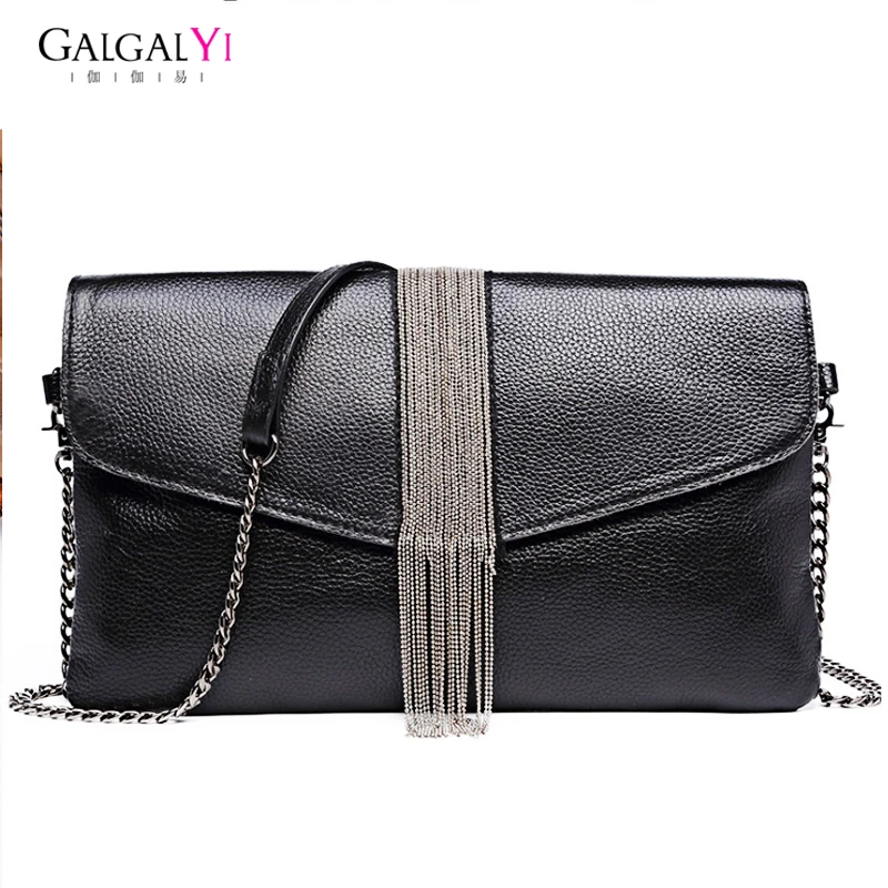 

GALHALYI Lady Day Clutches Bags Genuine Leather Handbag 2018 Fashion Envelope Bags Clutch Evening Bag Black/White Handbags