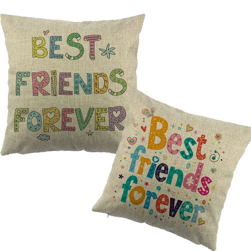 Europe Style Best Friends Printed Cushion Cover Friendship Forever