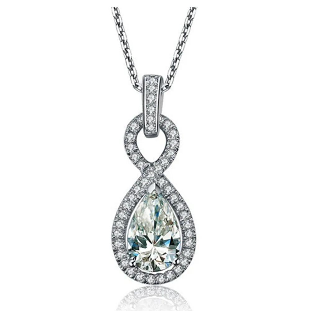 

Wholesale 2Carat Synthetic Pear Diamonds Pendant Engagement Jewelry Necklace Water Drop Sterling Silver Sweater Pendant Jewellry