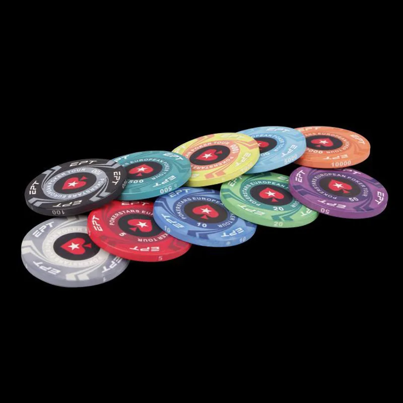 9pcs/Set EPT European Poker Chips Set with Value Ceramic Pokerstar Tour Handfeel Professional Casino Chip home | Дом и сад