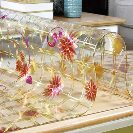  2019 pvc soft glass tablecloth waterproof and oil-proof tea table mat crystal soft board kitchen pa