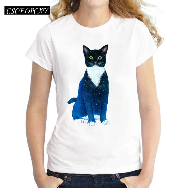 2017-New-Fashion-Starry-Animal-Design-Women-T-Shirt-Short-Sleeve-Casual-T-shirts-Galaxy-Cat
