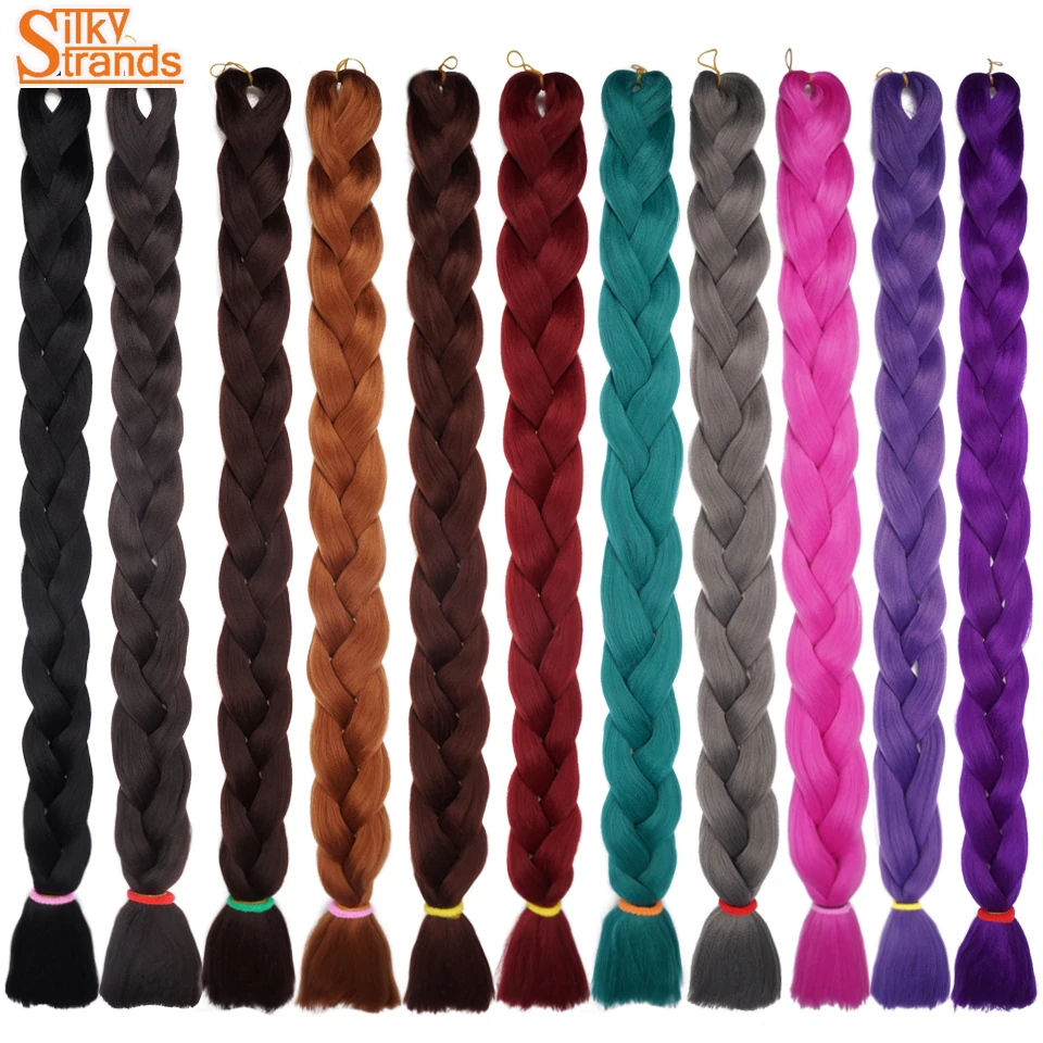 Шелковистые пряди, серый, фиолетовый, розовый, синтетические плетеные волосы, цвета 82 дюйма, 165 г, огромные косы, волосы для наращивания, оптом