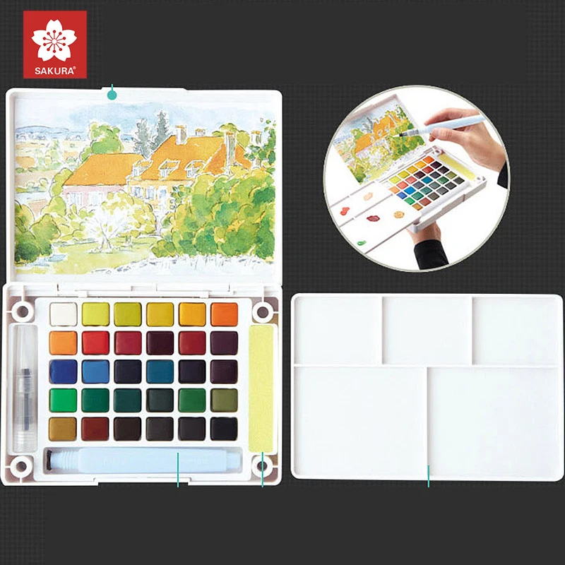Коробка акварельных красок Sakura 48/60/72 цветов портативные однотонные акварельные