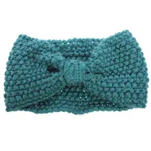 Вязание крючком цветок лук вязаная повязка на голову повязка для волос(зеленый