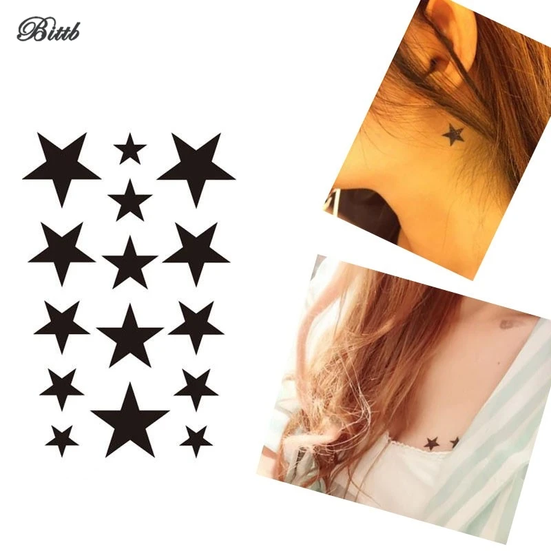 Bittb 5PC Five Pointed Stars Waterproof Temporary Tattoo Body Art Sticker Fake Paste Decal Foil Beauty Tool | Красота и здоровье