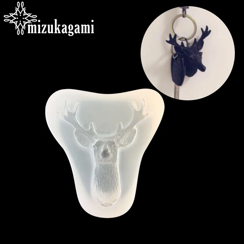 1pcs UV Resin Jewelry Liquid Silicone Mold 3D Elk Deer Head Cartoon