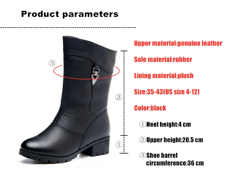DONGNANFENG/Женская обувь из натуральной кожи для мам; зимние сапоги до середины голени на молнии с мехом и плюшевой подкладкой; большие размеры 43 BH-662