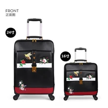 CARRYLOVE модные Чемодан серии 16/20/24 дюйма размер обувь высокого качества; обувь с вышивкой; прокатки Чемодан фирменный туристический чемодан на вращающихся колесиках