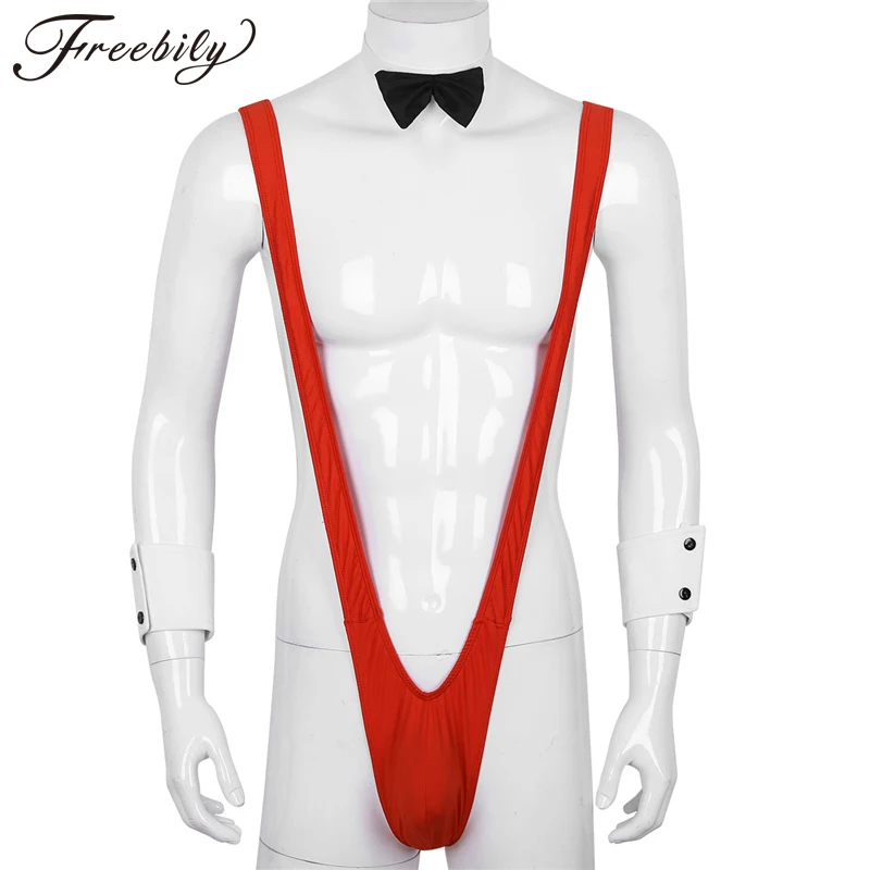Hot Novelty Men Mankini Thong Underwear Sexy Waiter Costume Suspender