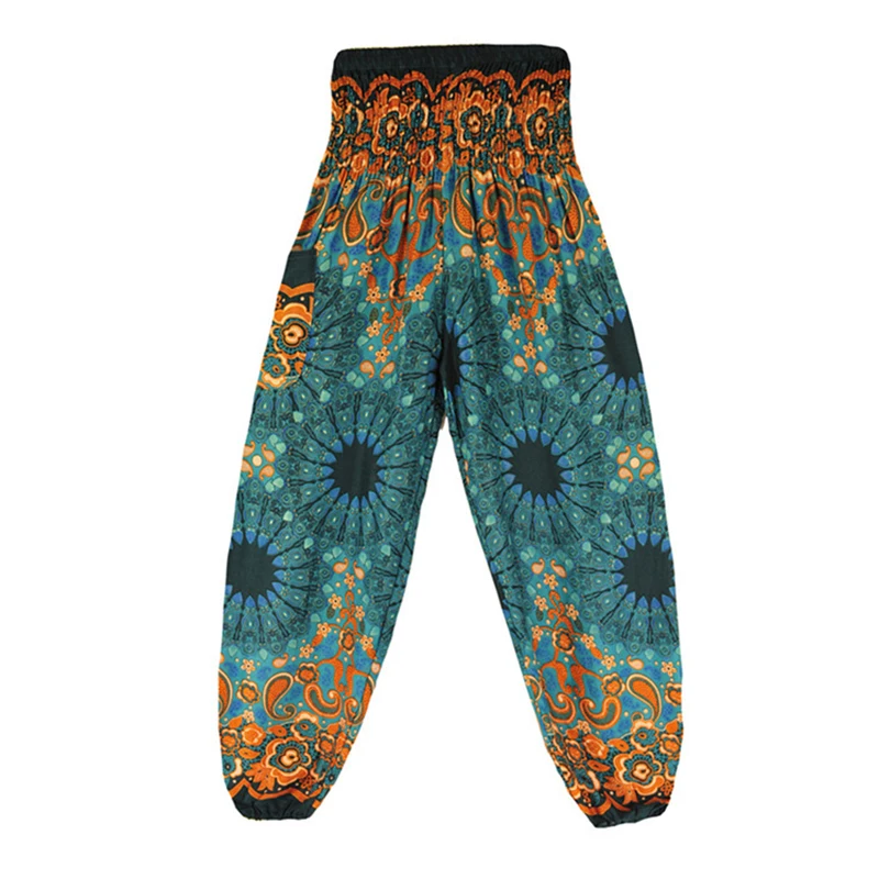 

2018 Women Boho Baggy Hippie Long Pants Female Harem Loose Printed Soft Elastic High Waist Bottom Indie Folk Trousers Gypsy New