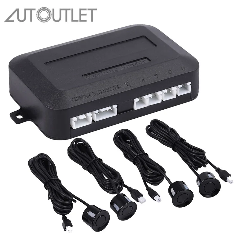 

AUTOUTLE for Park Assist Parking Sensors PDC Reversing Detector 4 Sensors in Universal Auto black Silver