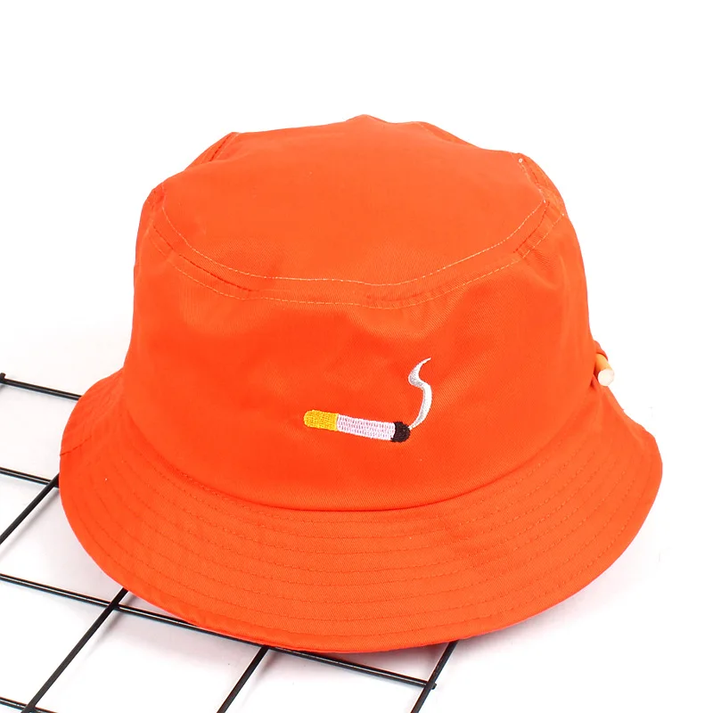 Оранжевые шляпы для девочек, оранжевые Панамы, Панамы, новая мода, Harajuku, Снэпбэк кепки, сигареты, вышивка, хип-хоп кепки - Цвет: Оранжевый