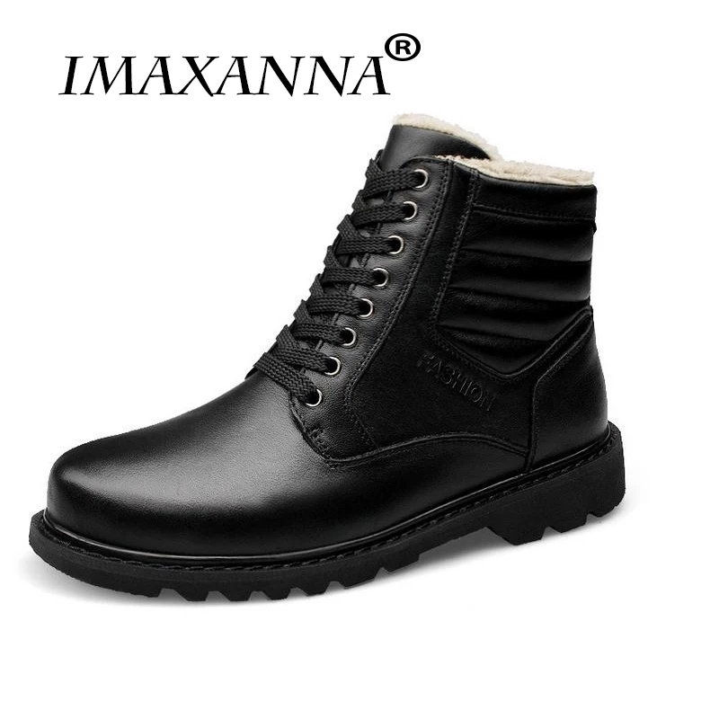 

IMAXANNA Brand Super Warm Men's Winter Leather Boots Ankle Boots Men Casual Shoes Men Waterproof Rubber Snow Boots Work