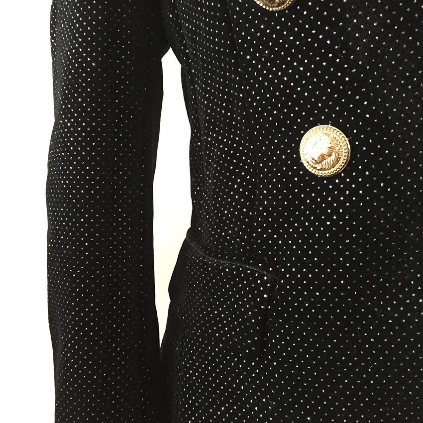 Métal Travail En Argent 2019 Noir Shimmer Designer Femmes De Blazer D'affaires Ol Lion Costumes Vêtements Boutons Manteau Date Velours Veste 1FTw8