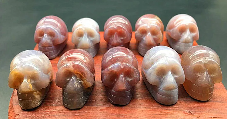 10 шт. натуральный кристалл кварца оникс череп Резьба рейки лечение