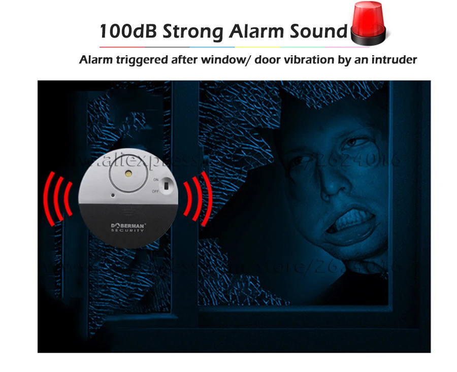 Doberman датчик безопасности детектор двери окна вибрационная сигнализация Предупреждение взломщиков охранников домашняя охранная сигнализация 100 дБ звук