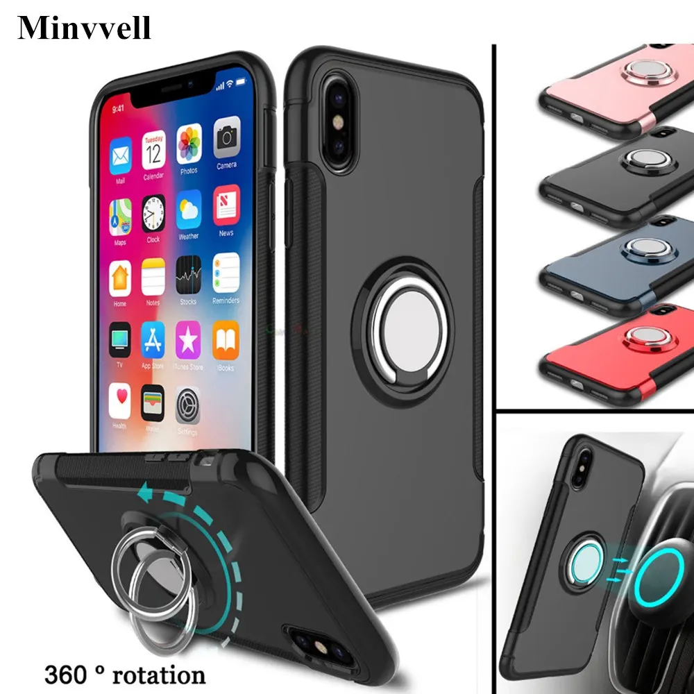 

Armor Case For iPhone SE 5 5s 6 6s 7 8 Plus X 10 XR XS Max Metal Finger Ring Silicone Soft Hard PC Back Cover Cases For iPhone 8