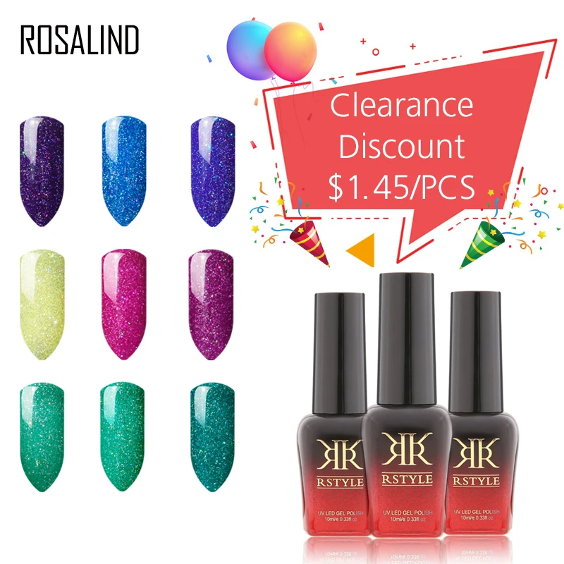 Clearance Discount ROSALIND 10ml Gel Nail Polish Rainbow UV LED Art Semi Permanent Lacquer Manicures | Красота и здоровье
