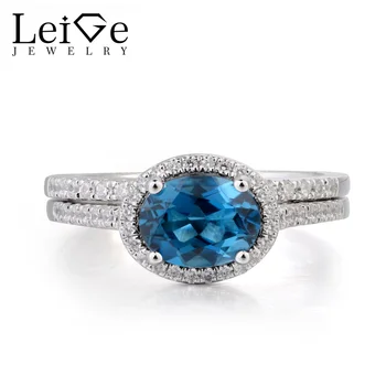 

Leige Jewelry London Blue Topaz Ring Topaz Engagement Ring November Birthstone Oval Cut Blue Gemstone 925 Sterling Silver Gifts