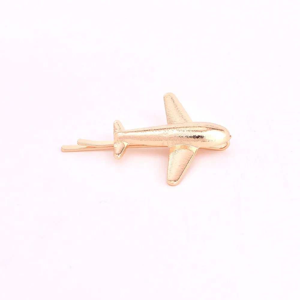 Модные женские металлический самолет заколка для волос Золотой Серебрянный простой самолет шпилька аксессуары для волос ювелирные изделия Дамы Девушки Подарки