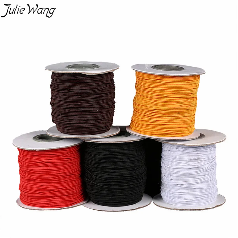 

Julie Wang 5Meters Colorful Elastic Polyester Cords White Black Five Color 1mm 2mm Optional DIY Bead Bracelet Jewelry Findings