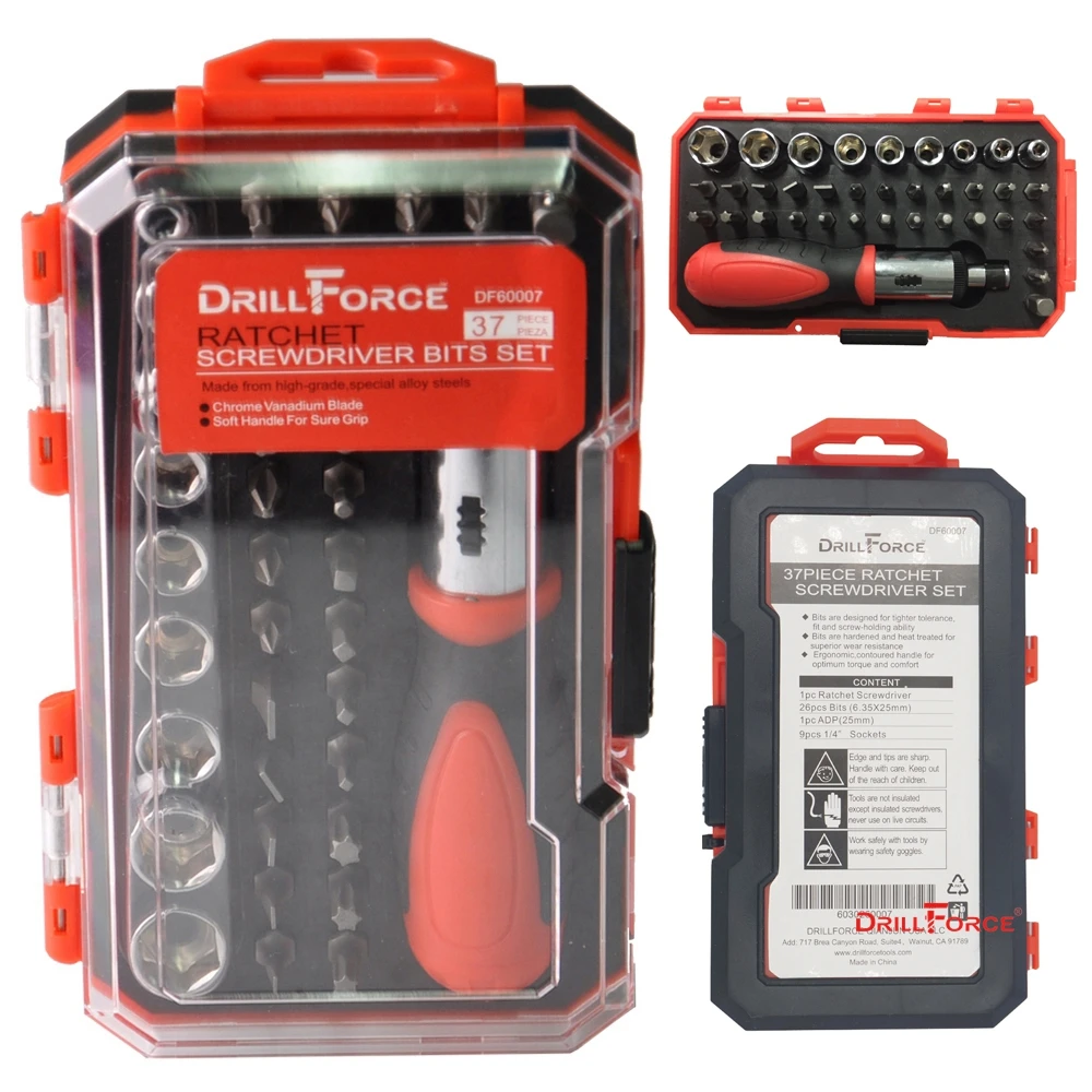 

37PCS Magnetic Screwdriver Socket Set Torx Pozidriv Square Phillips Slotted Bits