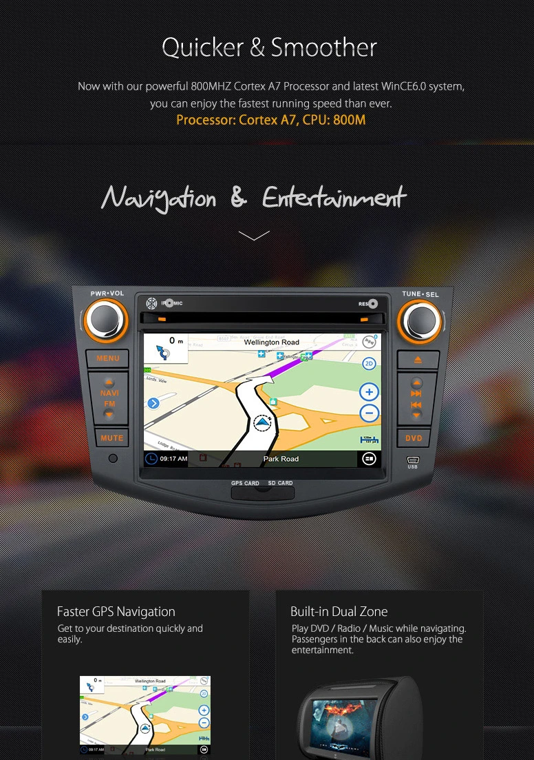 Discount 7" Special Car DVD for Toyota RAV4 2006/2007/2008/2009/2010/2011/2012 with Toyota Original User Interface/Appearance 9