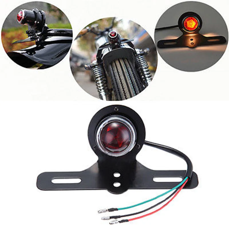 

2018 bLACK 12V Retro Motorcycle Tail Brake Light Lamp for Harley Bobber Chopper Cafe Racer