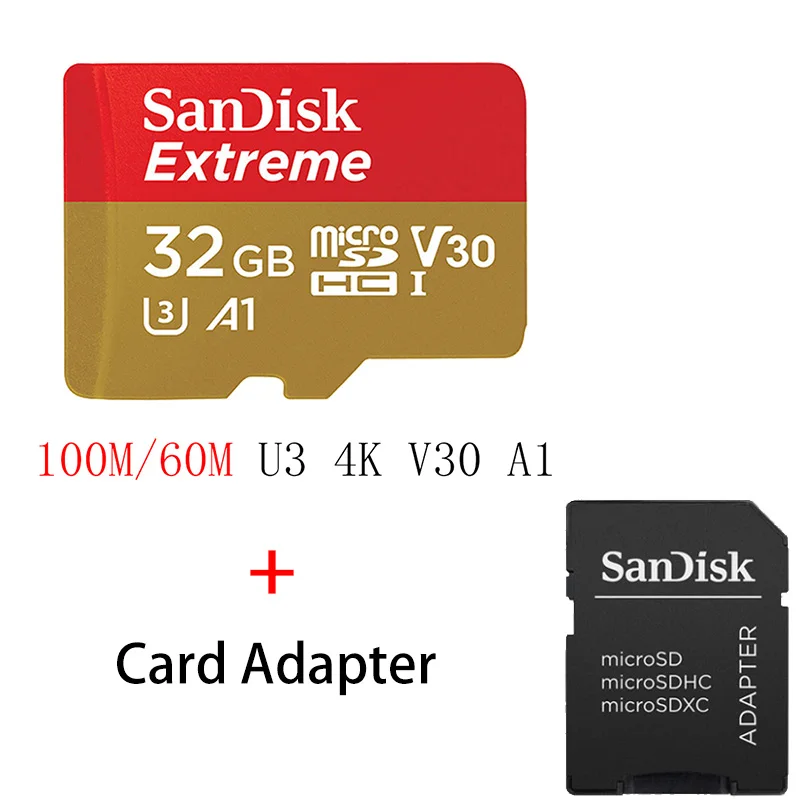 Карта памяти SanDisk Extreme 32 64 128 ГБ U3 V30 Micro SD 128 ГБ 32 ГБ 64 Гб 256 Гб 400 Гб Micro SD карта SD/TF флэш MicroSD для телефона - Емкость: SQXNE-032G