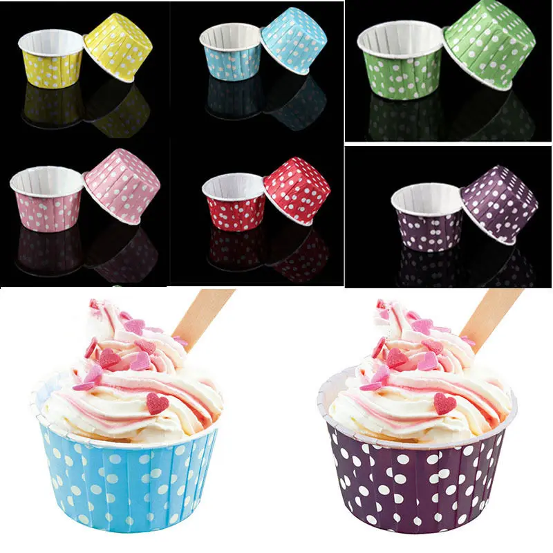 

Colorful Paper Cupcake Liners Muffin Cases Greaseproof Dessert Baking Cups Cake Ice Cream Mold 20pcs/lot