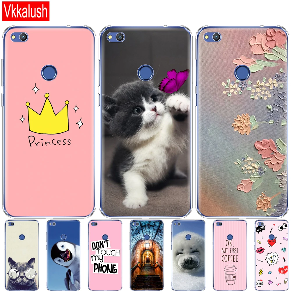 

Soft Phone Shell Case For Huawei Honor 8 Lite Soft TPU Silicon Back Cover 360 Full Protective Printing Clear Coque