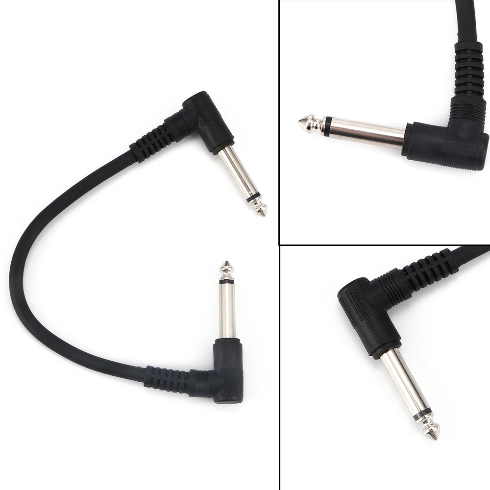 

1pc 15cm Black Useful Right Angle Jumper Leads Connect Normal 2 Plugs Audio Connector Effect Pedal Instrument Guitar Pedal Cable