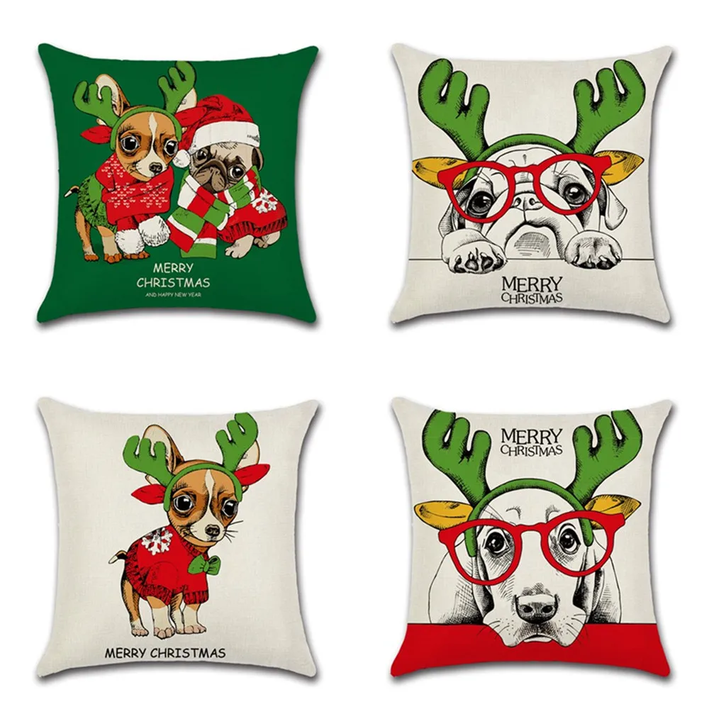 Merry Christmas наволочка 45x45 см льняная хлопчатобумажная мультфильм Лось Чехлы для