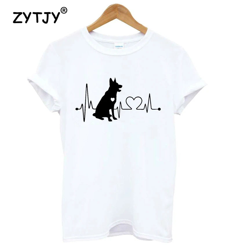 Vācu aitu suņa sirdsdarbības apdruka sieviešu T-krekls ikdienas smieklīgs krekls dāmu topam Tumblr Hipster Drop Ship NEW-77341_voghion.com