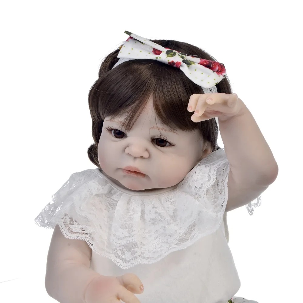 

23" Full Silicone Reborn Girl Baby Doll Toys Lifelike modeling infant dolls baby reborn play house toys bonecas lol princess
