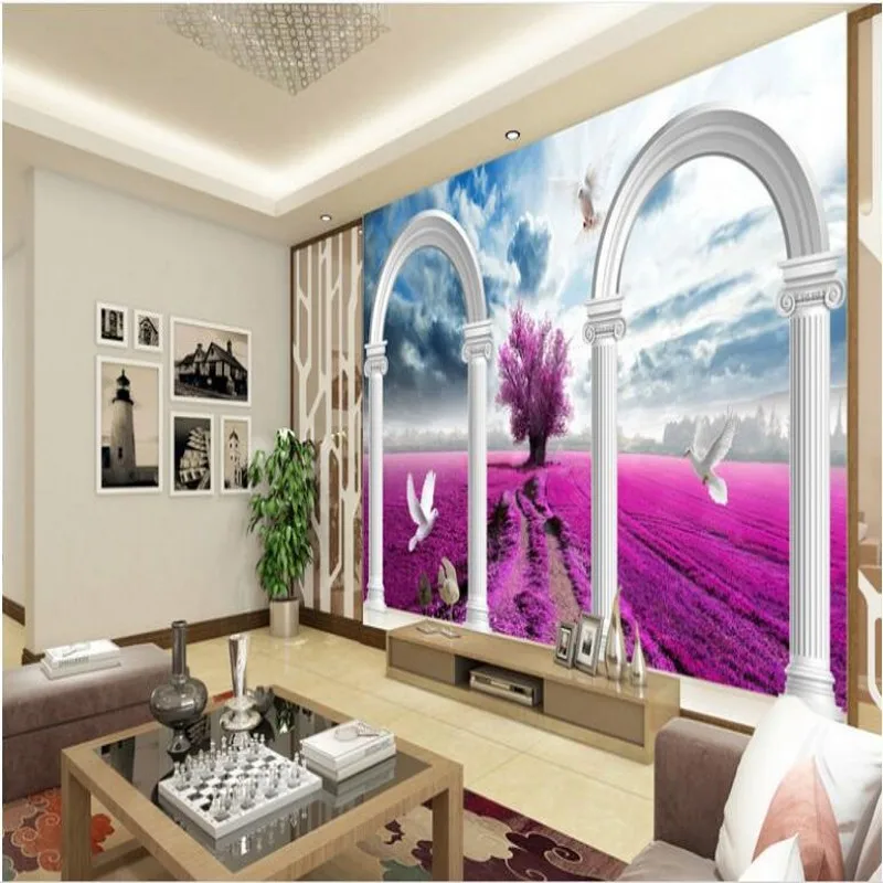 

wellyu Custom large - scale murals fantasy 3d stereo landscape Roman column TV background wall non - woven wallpaper
