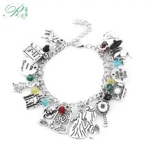 RJ раз на время сломанные чашки браслеты Красавица и Чудовище Belle танцевальные часы в виде замка роза браслеты для мужчин и женщин подарок ювелирные изделия